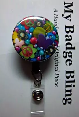 PEACE FLOWERS BUTTERFLIES    Artistic Impressions ~ Retractable Reel ID Badge • $9.38