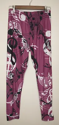 Lily By Firmiana Women's Music Note Leggings Musician Singer Bottoms Purple S/M • $4.99