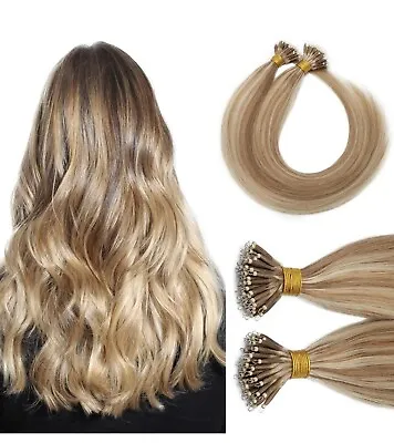 Nano Bead Hair Extensions Microlink Nano Ring 20” Color 12 / 613 Golden Brown • $58