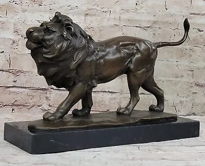 Huge Pure Bronze Marble Statue Roar Majestic Lions Sculpture Artwork Sale • $234.50