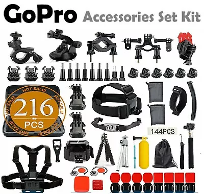 216pcs Accessories Pack Case Chest Head Floating Monopod GoPro Hero 8 7 6 5 4 3+ • $52.99