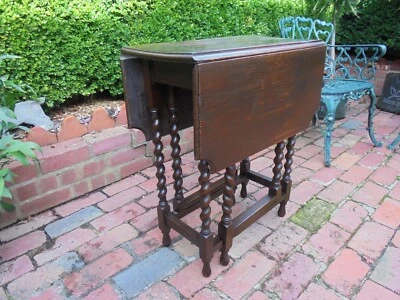 $100 • Buy ANTIQUE TASMANIAN OAK BARLEY TWIST DROP SIDE TABLE C1900