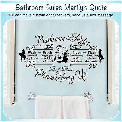 Bathroom Rules Marilyn Monroe Quote Vinyl Wall Home Decor Art Sticker Decal S130 • $15.99