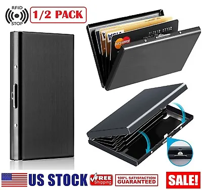 2× Men Stainless Steel RFID Blocking Credit Card ID Holder Slim Money Wallet USA • $8.36