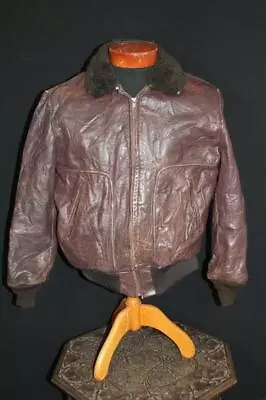 Rare Vintage 1950's Hercules Sheepskin Lined Heavy Brown Leather Jacket Size Lg • $388