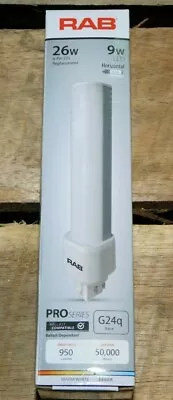 NEW RAB 9 Watt LED PL Lamp Bulb 4-Pin G24q Base 3500K 950 Lumens PLC-9-H-835-DIR • $11.95