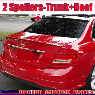 ROOF+TRUNK Spoilers For Mercedes Benz 2008-2014 W204 C-Class 4dr UNPAINTED • $598.79