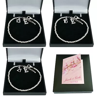 Silver Beads Bracelet Gift For Special Birthday 13th 16th 18th 21st 30th • £12.99