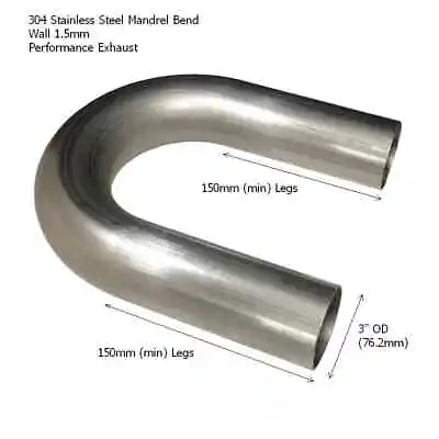 $25.32 • Buy 3  (76.2mm) 180 Degree Tight 1.5D 304 Stainless Steel Exhaust Mandrel Bend