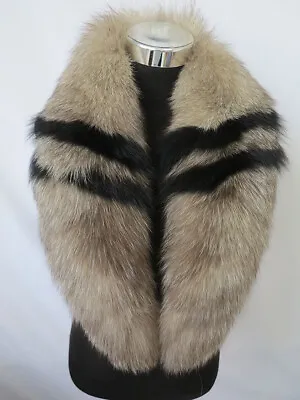 100% Real Fox Fur Collar Neck Wrap /scarf Natural Gray Jacket Collar 100*17cm  • $49