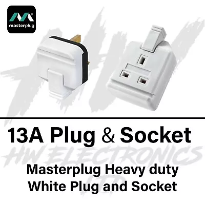 WHITE Rubber Composite Plug Socket 13A Heavy Duty Mains Electrical 3pin 13 AMP • £6.29