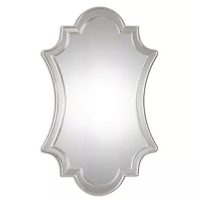 Venetian Irregular Decor Mirror In Antique Silver With Curved Polished Edges • $503.80