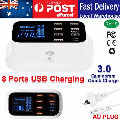 $33.99 • Buy Charging Station Multi Dock 8 Port Phone Charger USB Hub Desktop Power Adapter
