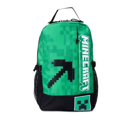 NWT! Genuine MINECRAFT Pickaxe Creeper 18  Laptop Backpack Gaming Green Black • $17.12