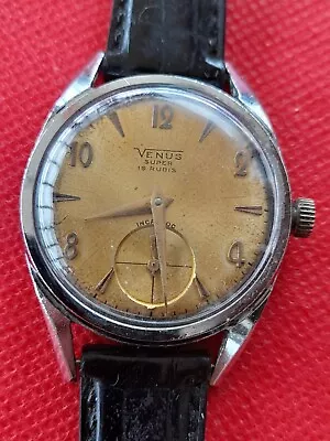 Vintage 34 Mm Venus Manual Winding Mens Wristwatch _2950 • $65