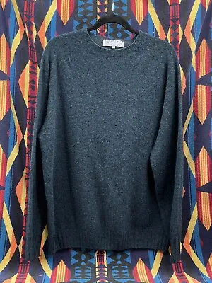 Vintage Guideboat Co Scotland Calling Shetland Wool Sweater XL Crewneck Blue • $39.99