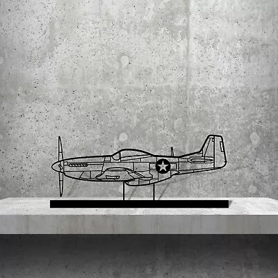 Wall Art Home Decor 3D Acrylic Metal Plane Aircraft USA Silhouette P-51 Mustang • $299.19