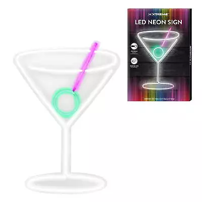 Lit 10.16  X 15.35  Martini Glass LED Neon Sign Plastic Hanging Wall Art • $26.46