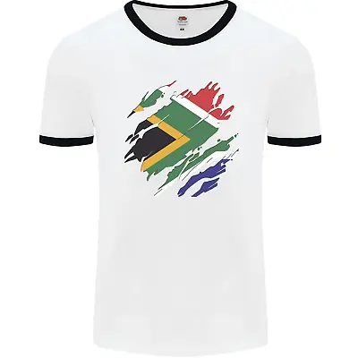 Torn South African Flag Africa Day Football Mens Ringer T-Shirt • £8.99