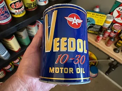 Vintage~ Full Nos~ Veedol 1 Quart Metal 10-30 Motor Oil Can~ Original! Rare Can! • $278.95