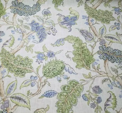 Ravello In Periwinkle 54  Wide P Kaufmann Linen / Rayon Blue Green Floral • $24.99