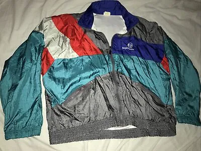 Vintage Sergio Tacchini Windbreaker Jacket Full Zip Colorblock 90s Hip Hop Grung • $39.88