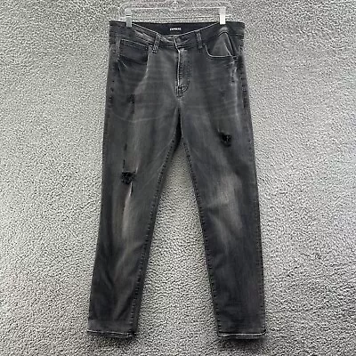 Express Jeans Men's Size 32X30 Black Faded Denim Distressed Jeans Size 32X30 • $14.95