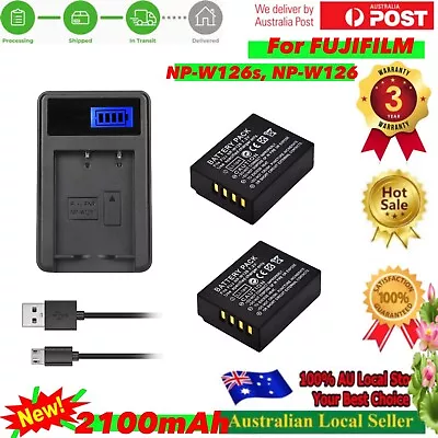 2x NP-W126 Battery +LCD Charger For FUJI Fujifilm X-T1 X-T2 X-T10 X-T20 X100V • $36.55