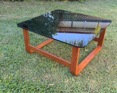 Vintage Mid CenturySmoke Glass Top  Tessa Square Coffee Table • $329