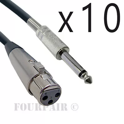 10 Pack Lot - 15ft XLR 3-Pin Female To 1/4  Mono Shielded Microphone Mic Cable • $39.95