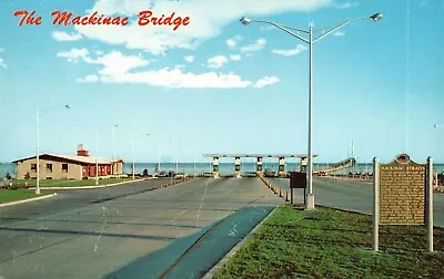 Postcard MI Mackinac Bridge Toll Gate Michigan 1958 Chrome Vintage PC H3132 • $3