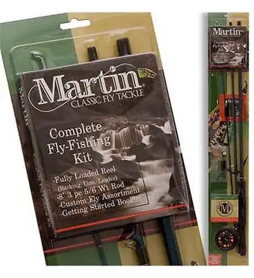 Martin 5/6 Fly Reel Pre-loaded W/Backing Line/Leader - Complete Fly Fishing Kit • $34.18