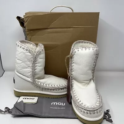 Mou Eskimo OFF WHITE Sheepskin Shearling Ankle Boots 38 (8) NWT • $239.99