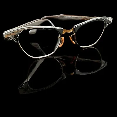 Vintage 50s-60s 12KGF American Optical Aluminum Cat Eye Bifocals Glasses Frame • $24.95