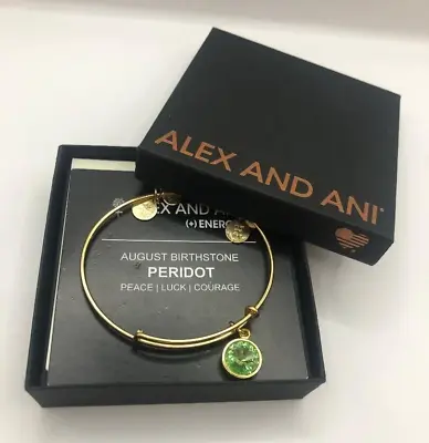 $27.50 • Buy Alex & Ani Peace Luck Courage Peridot August Birthstone Bracelet Preloved