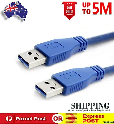 $7.88 • Buy NEW High Speed USB 3.0 A Male To A Male Connection Cord Data Extension Cable AUS