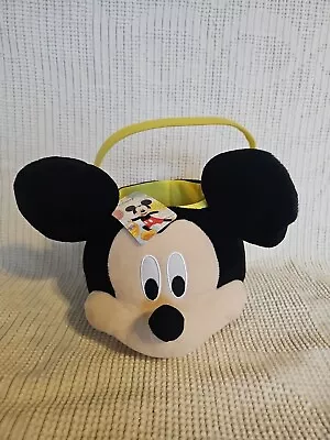NWT Mickey Mouse Plush Basket Bucket Pail Great For Easter/Halloween Disney Kids • $13