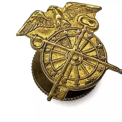 WWII US Army Officer Eagle Quartermaster Key Sword Lapel Pin Badge Screw Back 6H • $9.25