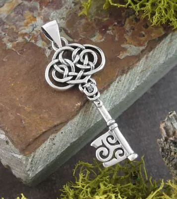 Celtic Knot Key Triskelion Pendant Antique Vintage Style Sterling Silver Wh211 • $19.51