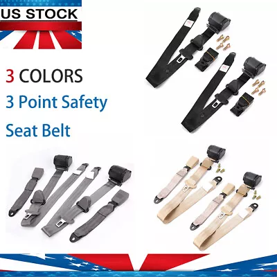 2 Kits Retractable 3 Point Safety Seat Belt Straps Car Vehicle Adjustable Belt • $51.30