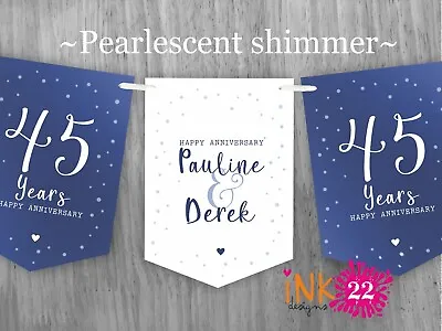 £5.95 • Buy Personalised Wedding Anniversary Decoration Party Banner Bunting Sapphire 45th