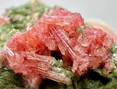 33 Ct Ultra Rare Top Red Clinozoisite Crystals Bunch On Epidote Specimen @AFG • $15.50