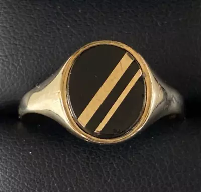 Mens Gents 9ct Gold Onyx Ring Finger Size  X  • £129