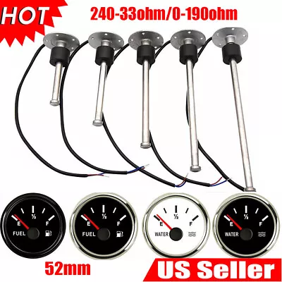 52mm Water/Fuel Level Gauge 240-33ohm/0-190ohm Sensor Sender For Car Trunk Boat • $16.91