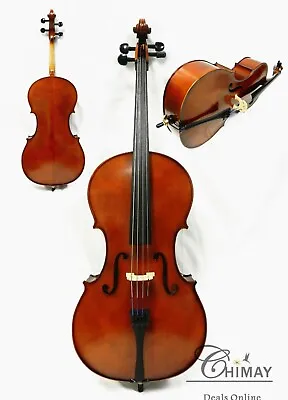 Solid Wood 3/4 Size Cello Good Set-up +Prelude Strings + Bow + Bag + Rosin New • $498