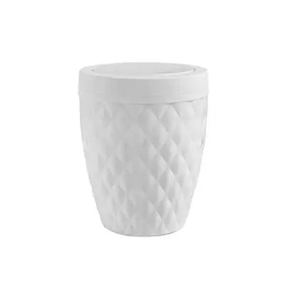 Addis 518030 Diamond Style Round Swing Lid Bathroom Bin White • £16.62