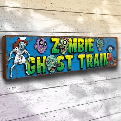 Cartoon Zombie Ghost Train Fairground Sign 40cm Wood Funfair Ride Wall Plaque • £24.50