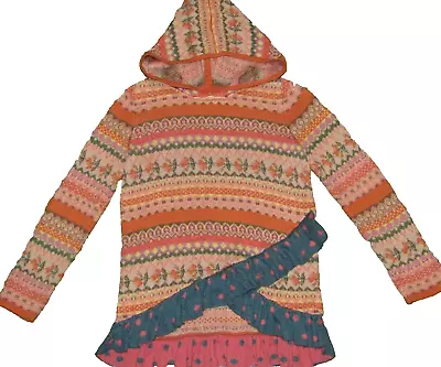 MATILDA JANE Sweater Girls 10 Fair Isle Ruffle Hoodie • $15.29