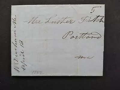 Maine: West Durham 1852 Stampless Cover Ms DPO Cumberland/Androscoggin Co • $25