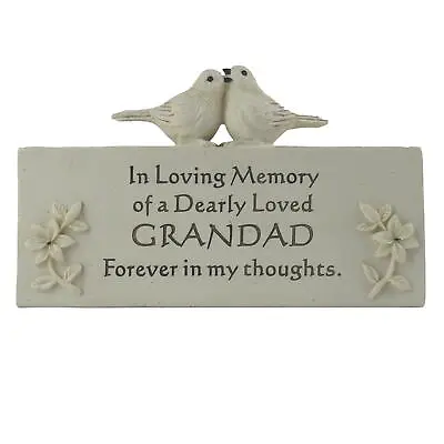 Memorial Plaque Grave Stone Ornament Birds Flowers Dearly Loved Grandad • £6.49